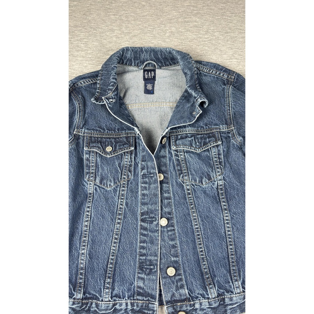 Gap Denim Bomber Jacket Mens Large‎ Blue Jean Button Front Casual Classic Style